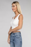 Ribbed Scoop Neck Cropped Sleeveless Top - 7 Color Options