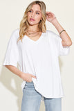 Bamboo V-Neck Drop Shoulder Tee - Multiple Color Options