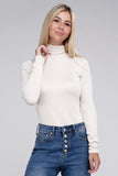 Ribbed Turtle Neck Long Sleeve Top - 2 color options