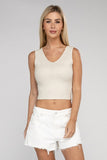 Ribbed Scoop Neck Cropped Sleeveless Top - 7 Color Options