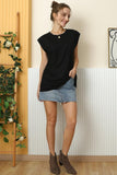 Round Neck Cap Sleeve Top