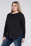 Plus Melange Baby Waffle Long Sleeve Top - Multiple Colors Available