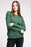 Melange Hi-Low hem Round Neck Sweater - Multiple Colors Available