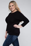 Plus Luxe Rayon Boat Neck 3/4 Sleeve Top- Multiple color options