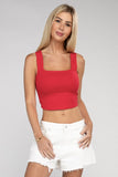 Cotton Square Neck Cropped Cami Top - 6 Color Options