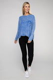 Washed Ribbed Dolman Sleeve Round Neck Top - 3 Color Options