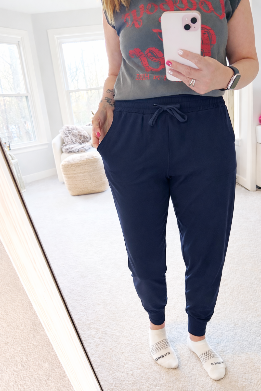 Drawstring Joggers in Navy