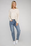 Washed Ribbed Dolman Sleeve Round Neck Top - 3 Color Options