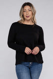 Plus Cotton Crew Neck Long Sleeve T-Shirt - Multiple color options