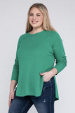 Plus Melange Baby Waffle Long Sleeve Top - Multiple Colors Available