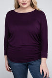 Plus Luxe Rayon Boat Neck 3/4 Sleeve Top- Multiple color options