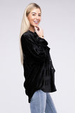 Wrinkle Effect Tiered Shirring Velvet Shirt - Multiple Color Options