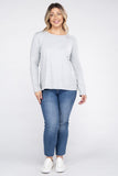 Plus Cotton Crew Neck Long Sleeve T-Shirt - Multiple color options