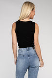 Ribbed Scoop Neck Cropped Sleeveless Top - 7 Color Options