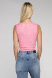 Ribbed Scoop Neck Cropped Sleeveless Top - 7 Color Options