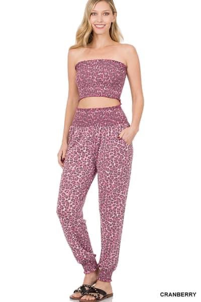 Leopard Tube Top & Jogger Set