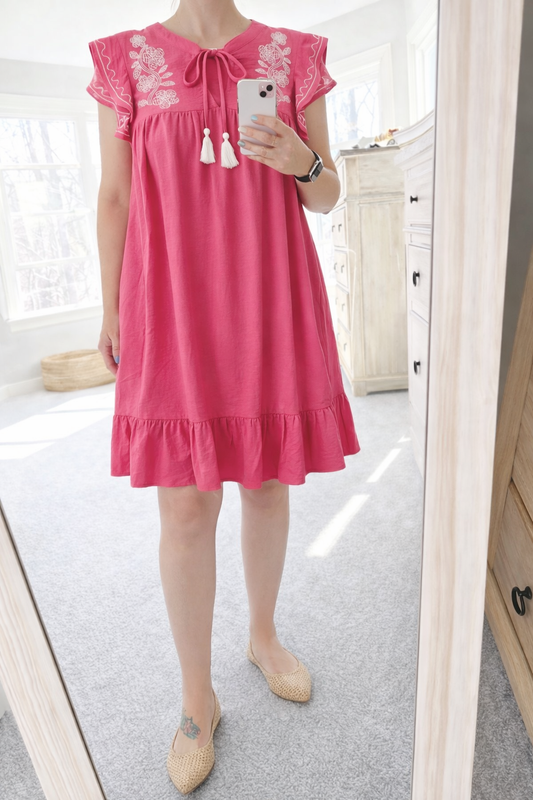 Embroidered Tassel Dress