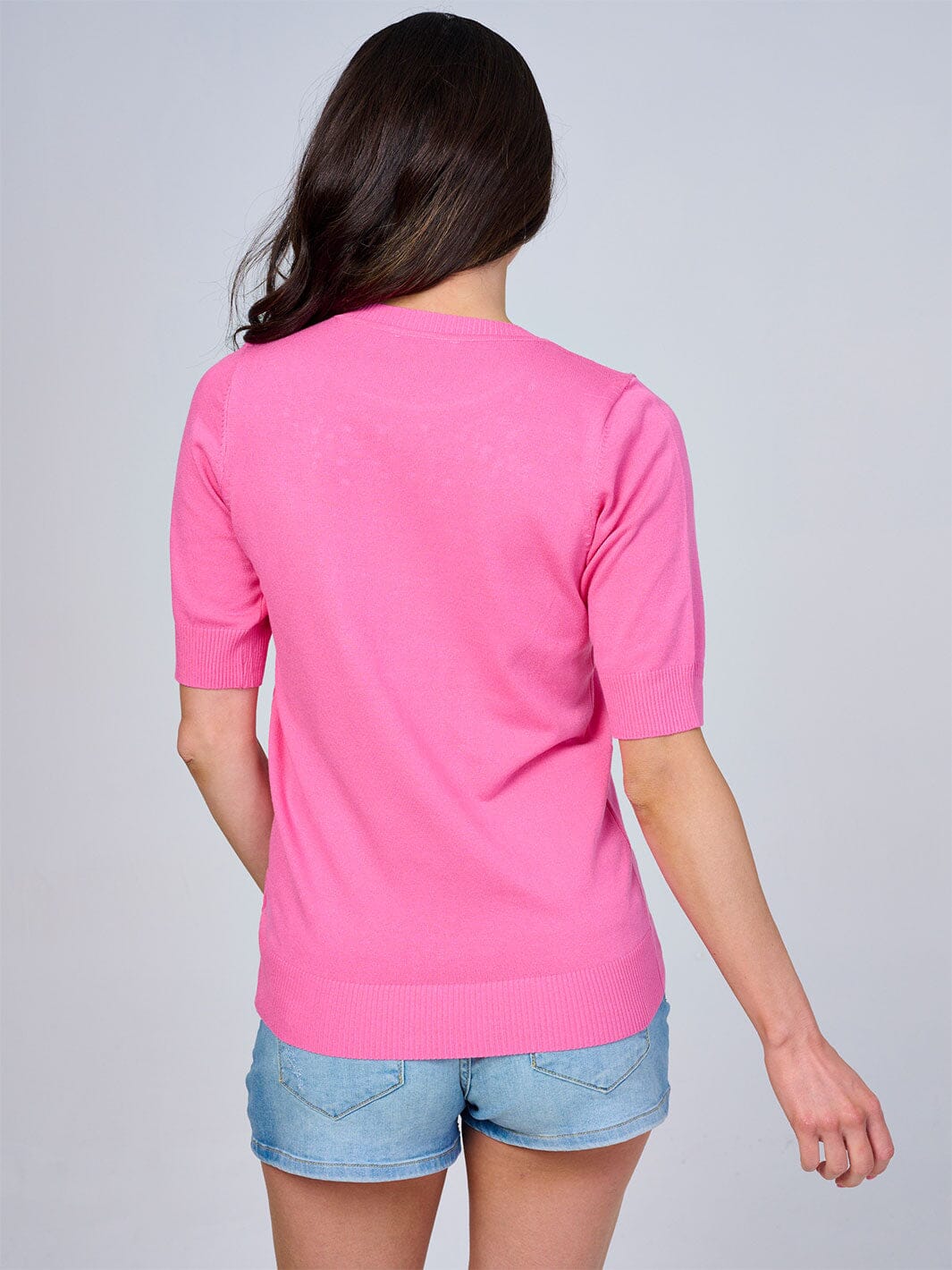 Studded Knit Detail Top in Pink