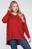 Plus Dolman Sleeve V-Neck Side Slit Hi-Low Hem Top - Multiple color options