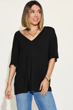 Bamboo V-Neck Drop Shoulder Tee - Multiple Color Options