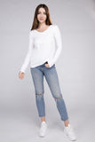 Cotton V-Neck Long Sleeve Top - Multiple Colors Available