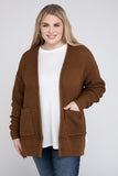 Plus Low Gauge Waffle Open Cardigan Sweater - Multiple Colors Available