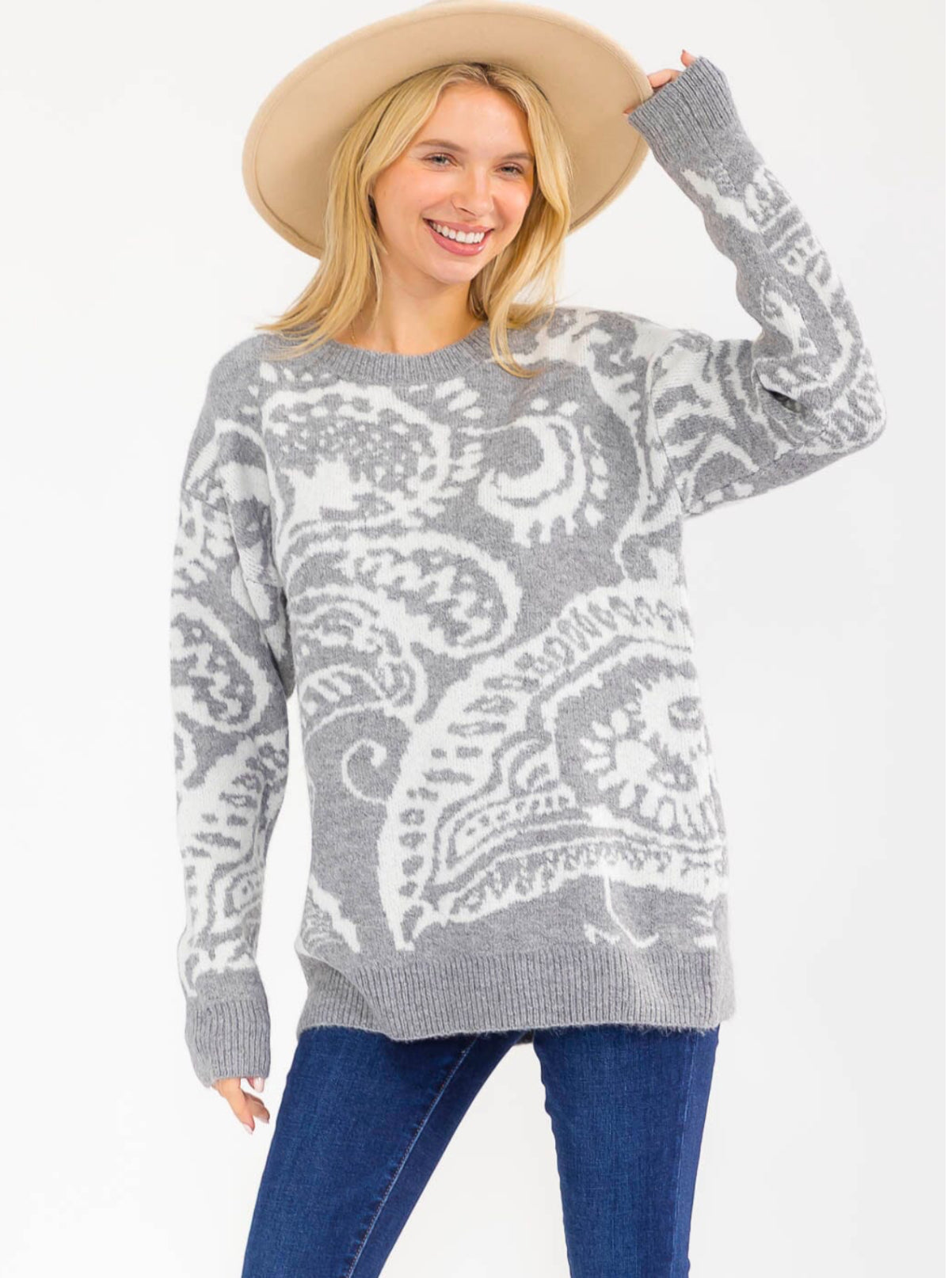 Printed Knit Sweater