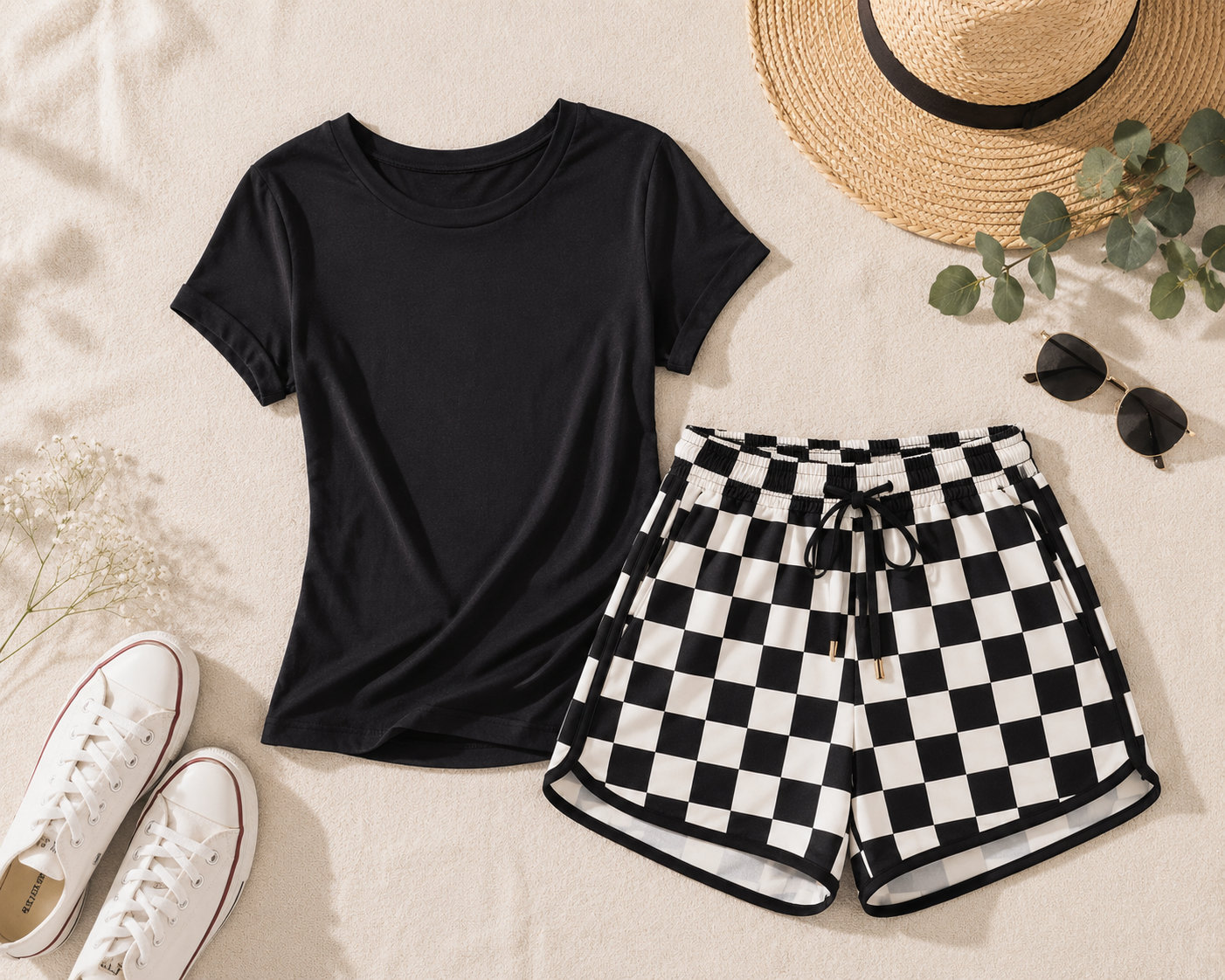 Checkered Shorts in Black