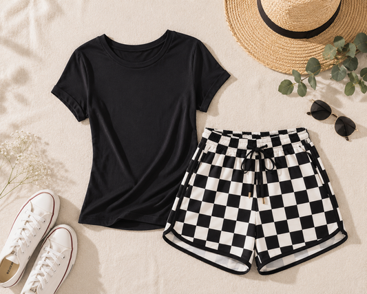 Checkered Shorts in Black
