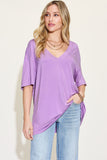 Bamboo V-Neck Drop Shoulder Tee - Multiple Color Options