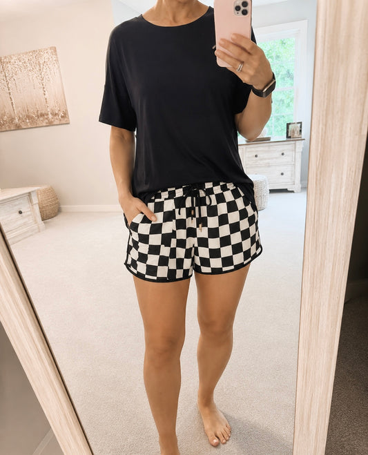 Checkered Shorts in Black