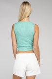 Ribbed Scoop Neck Cropped Sleeveless Top - 7 Color Options