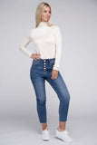 Ribbed Turtle Neck Long Sleeve Top - 2 color options