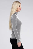 Ribbed Turtle Neck Long Sleeve Top - 2 color options