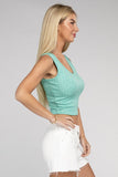 Ribbed Scoop Neck Cropped Sleeveless Top - 7 Color Options