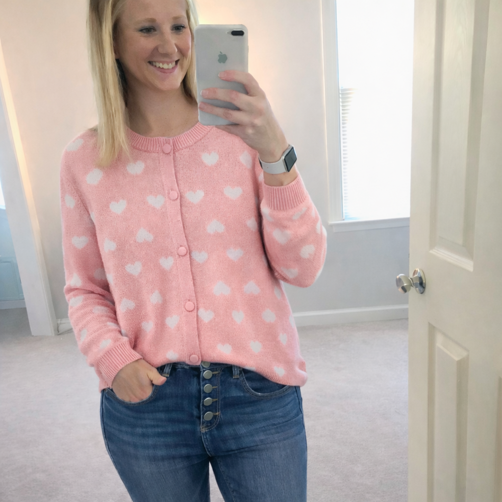 Button Up Heart Sweater