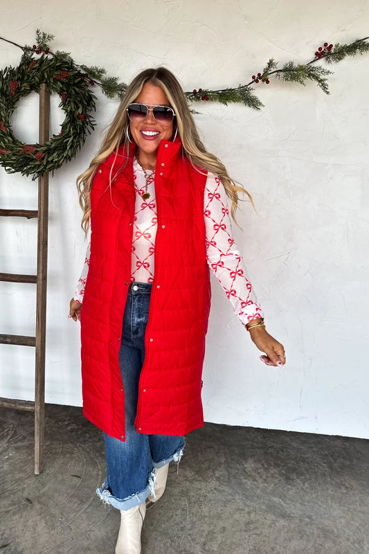 Preorder - Kendall Long Puffer Vest - Multiple Colors