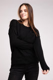 Melange Hi-Low hem Round Neck Sweater - Multiple Colors Available