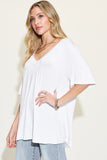 Bamboo V-Neck Drop Shoulder Tee - Multiple Color Options