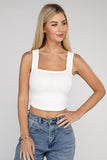 Cotton Square Neck Cropped Cami Top - 6 Color Options