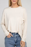 Washed Ribbed Dolman Sleeve Round Neck Top - 3 Color Options