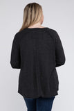 Plus Melange Baby Waffle Long Sleeve Top - Multiple Colors Available