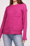 Melange Hi-Low hem Round Neck Sweater - Multiple Colors Available