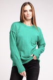 Melange Hi-Low hem Round Neck Sweater - Multiple Colors Available