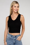 Ribbed Scoop Neck Cropped Sleeveless Top - 7 Color Options