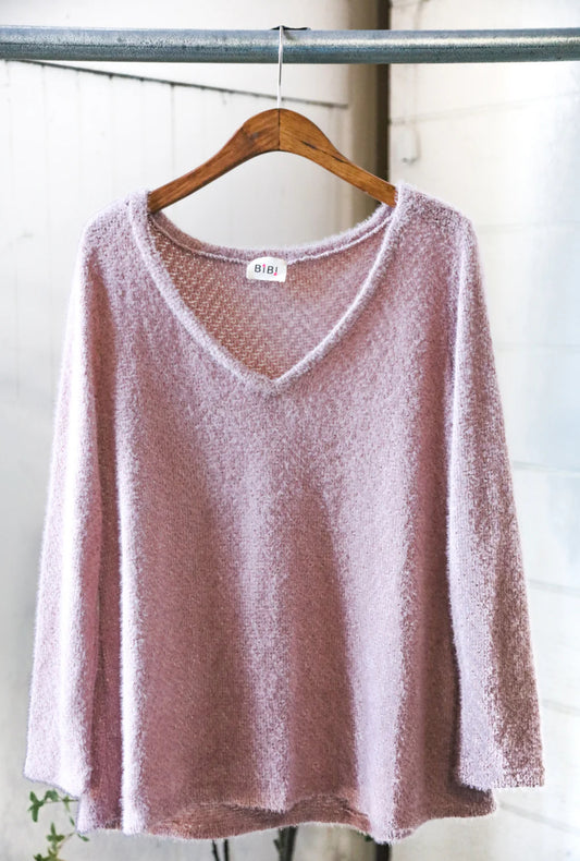 Chenille Feel V Neck Sweater
