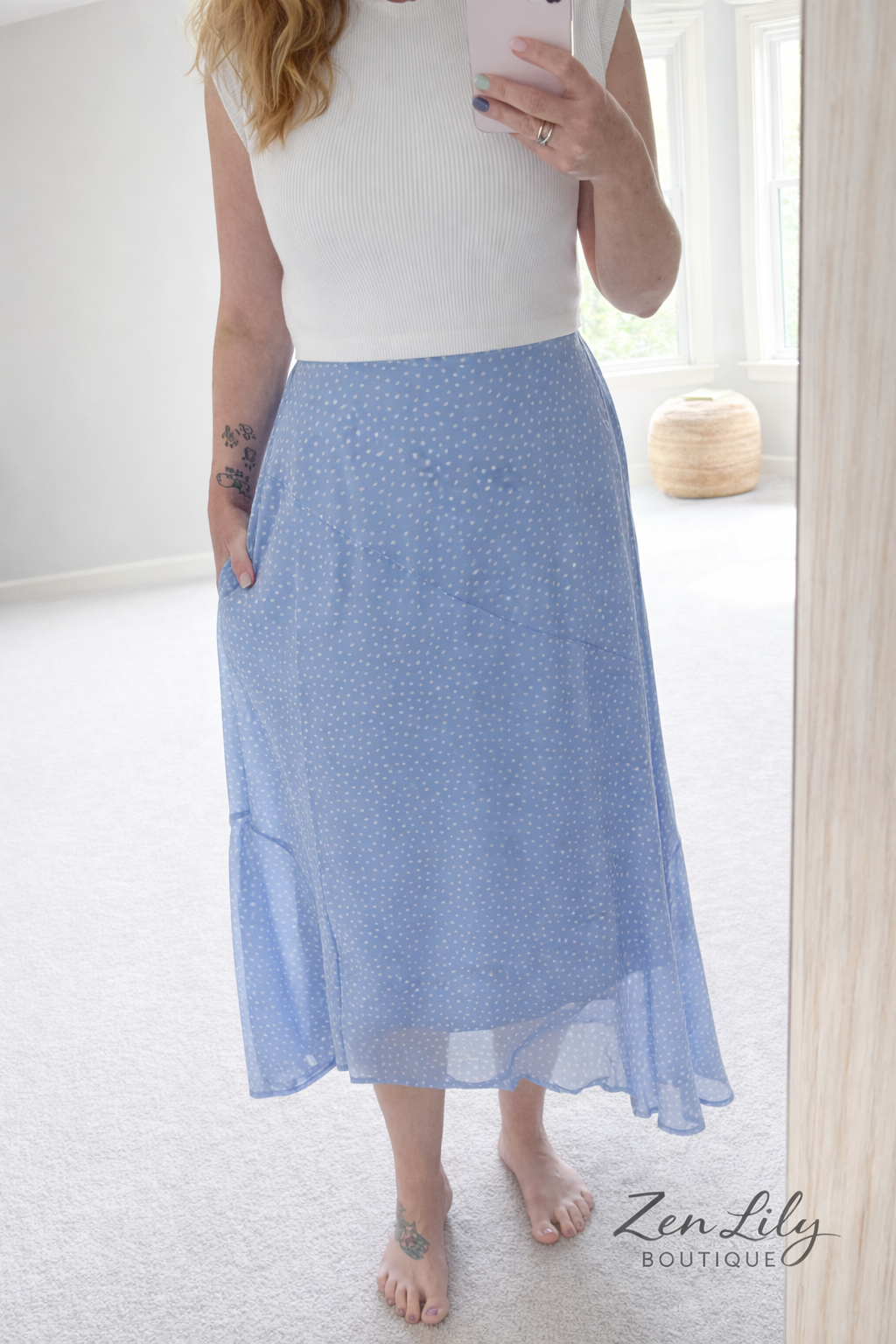 Polka Dot Elastic Waist Skirt - 2 Colors Available