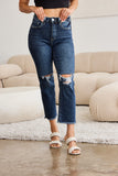 RFM Crop Dylan Tummy Control Distressed High Waist Raw Hem Jeans