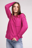 Melange Hi-Low hem Round Neck Sweater - Multiple Colors Available