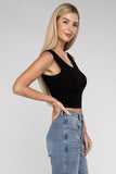 Ribbed Scoop Neck Cropped Sleeveless Top - 7 Color Options